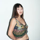 PE99Y YAN9 Crochet Knitted Metallic Buterfly Illusion Crop Top