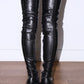 032C X Buffalo Over Knee Black Soft Leather Platform Boots