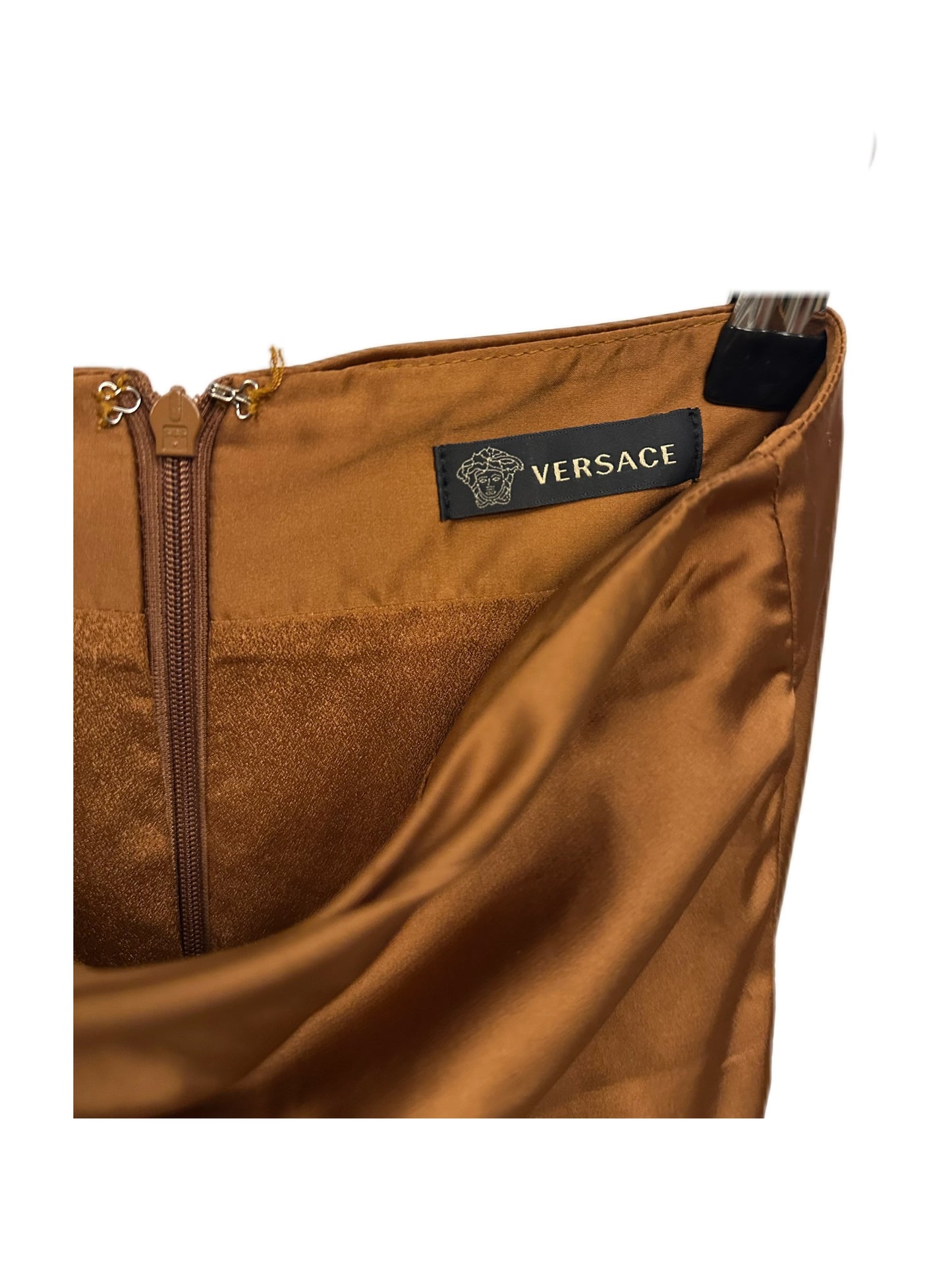 Versace Runway Bronze Silk Draping Skirt