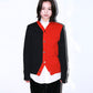 Comme Des Garcons Red and Black Asymmetrical Cardigan