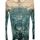 Jean Paul Gaultier Y2K Green Satan Print Mesh Top