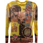 Jean Paul Gaultier Yellow Multi-color Japanese Print Mesh Top