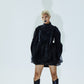 OVER RANGE Black Oversized Punk Rivet Sporty Jacket