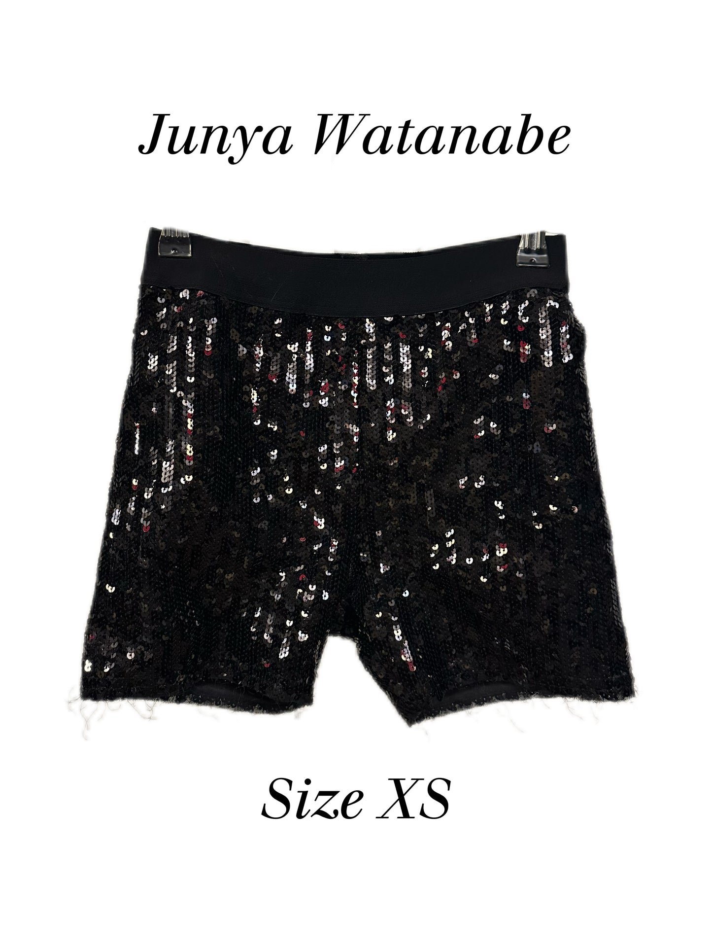 Junya Watanabe Comme Des Garcons Black Shiny Sequins Jersey Shorts