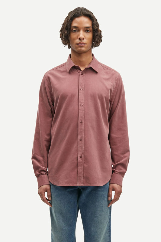 Calvin Klein Men's Burgundy Plain Cotton Shirt