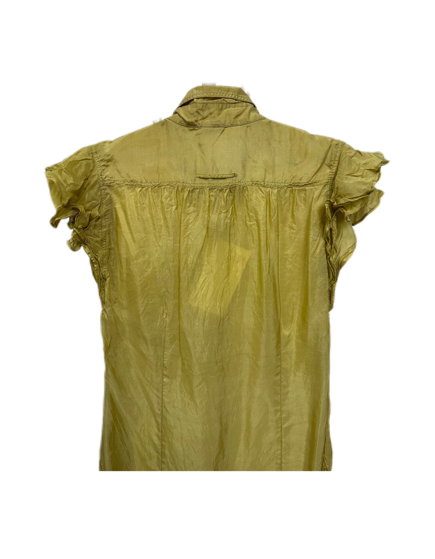 Jean Paul Gaultier Green Ruffles Short Sleeve Blouse