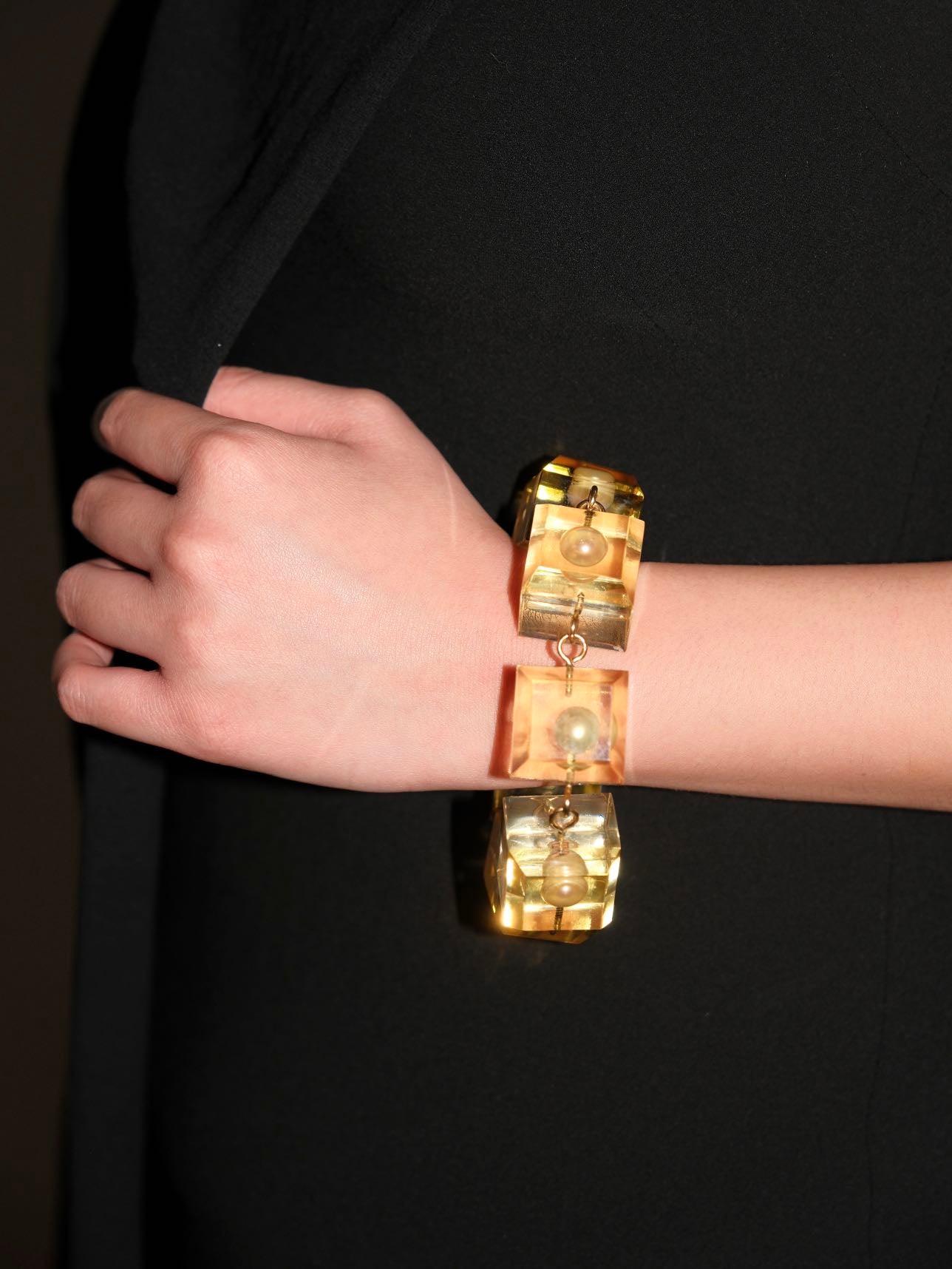 Kiko Kostadinov Exclusive Gold Pearl Cubist Bracelet In Epoxy/pearl