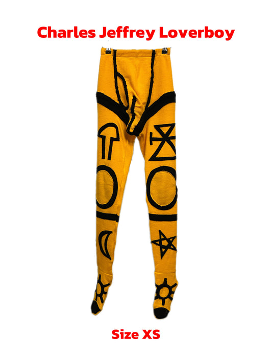 Charles Jeffrey Loverboy Knitted Symbol Yellow and Black Leggings