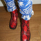 Marni Red Snake Print Leather Ankle Boots