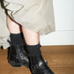 Balenciaga Black Pointy Metal Heads Western Ankle Boots