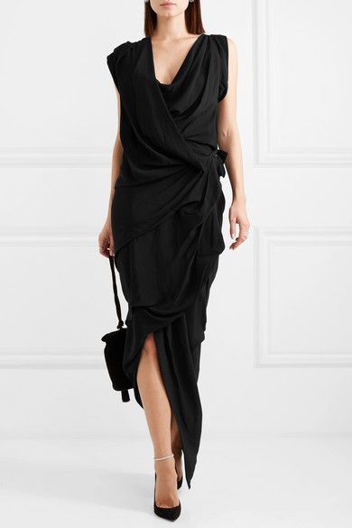 Vivienne Westwood Runway Black Drape Asymmetrical Maxi Dress