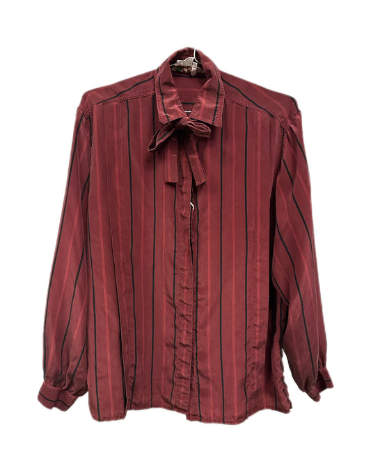 Gucci Vintage Red Stripe Elegant Bow Tie Blouse