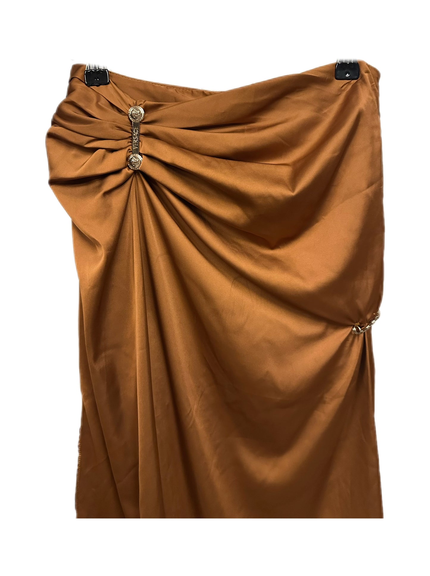 Versace Runway Bronze Silk Draping Skirt