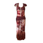 Jean Paul Gaultier Y2K Rare Goddess Print Maxi dress with Padded Shoulder Piece Set