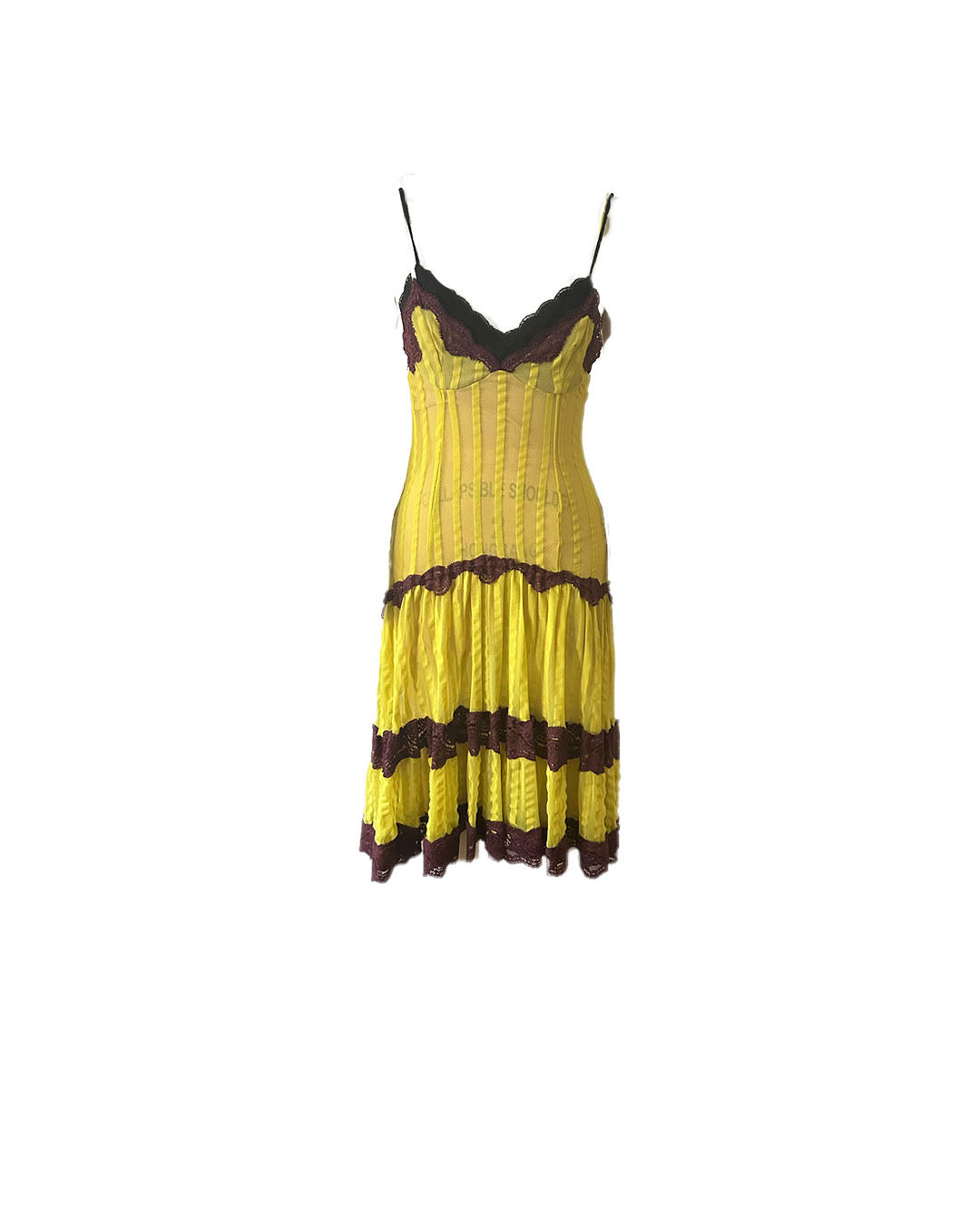 Jean Paul Gaultier Soleil Yellow Victorian Gothic Styled Laced Y2K Dress