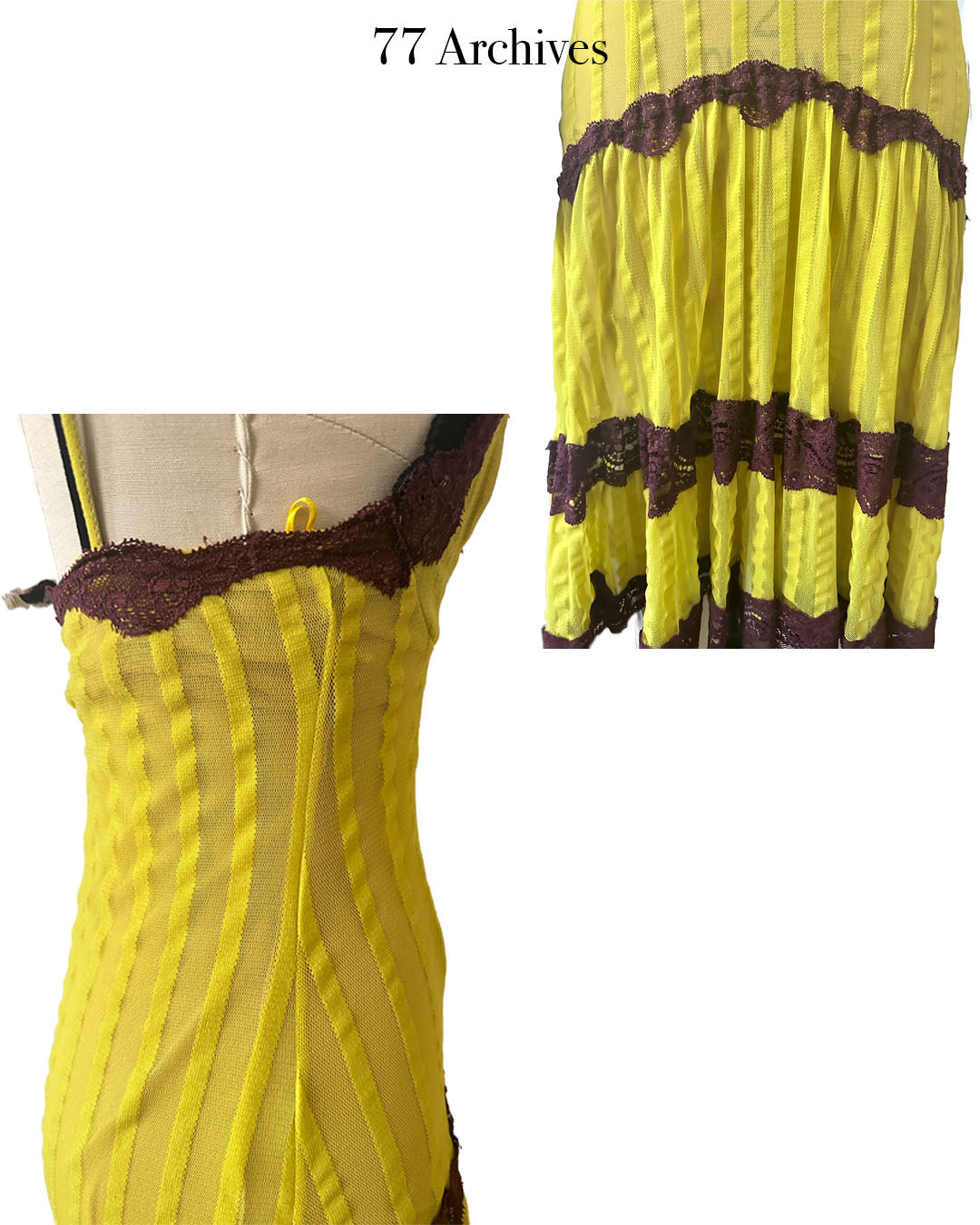 Jean Paul Gaultier Soleil Yellow Victorian Gothic Styled Laced Y2K Dress