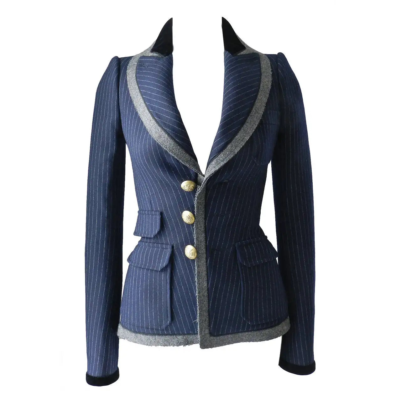 Balenciaga AW2007/8 Runway Navy Wool Tailored Women's Blazer Jacket