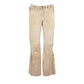 Christian Dior by John Galliano Runway Punk Bandage Gold Logo Plate Beige Suede Flare Trouser