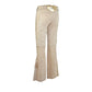 Christian Dior by John Galliano Runway Punk Bandage Gold Logo Plate Beige Suede Flare Trouser