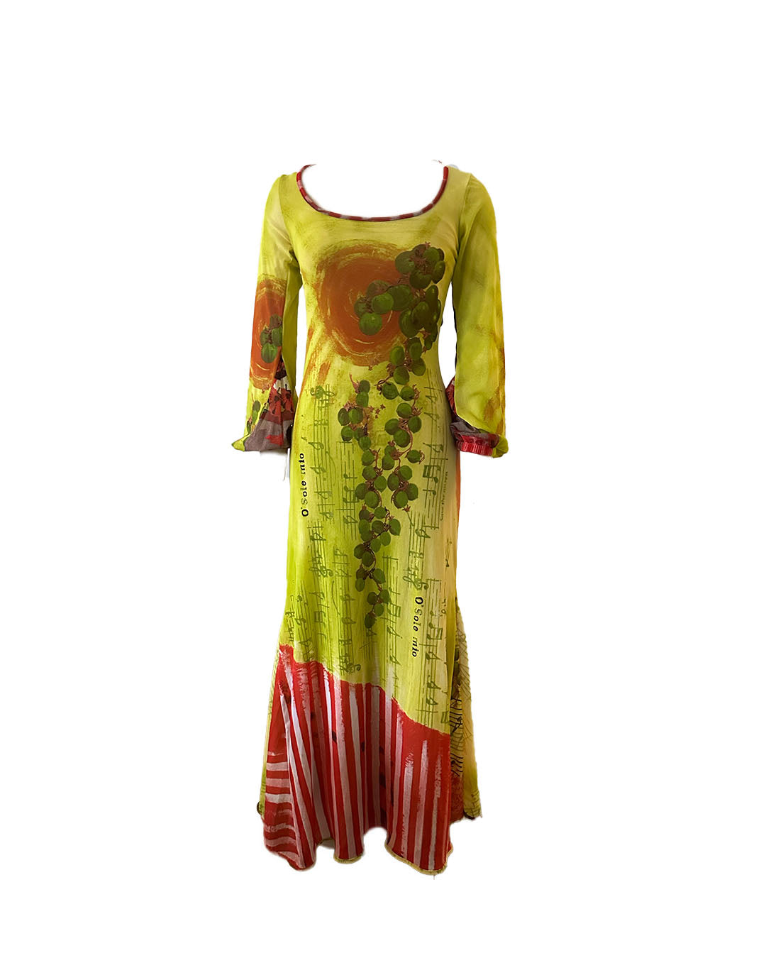 Save The Queen Exotic Print Yellow Mesh Maxi Dress