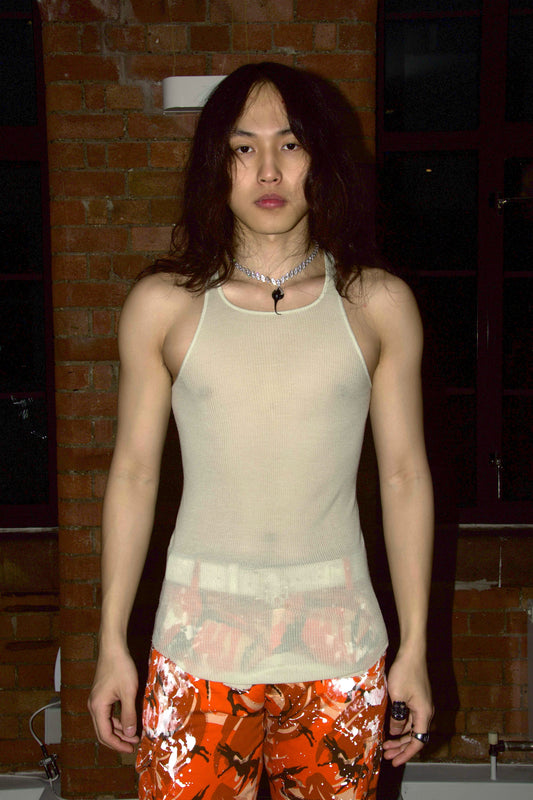 Rick Owens Cream Beige Draping Tank Top