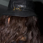 Gucci Black Leather Gold Buckle Hat