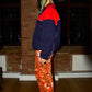 Balenciaga Men's Red and Navy Colour Block Down Ski Bomber Jacket