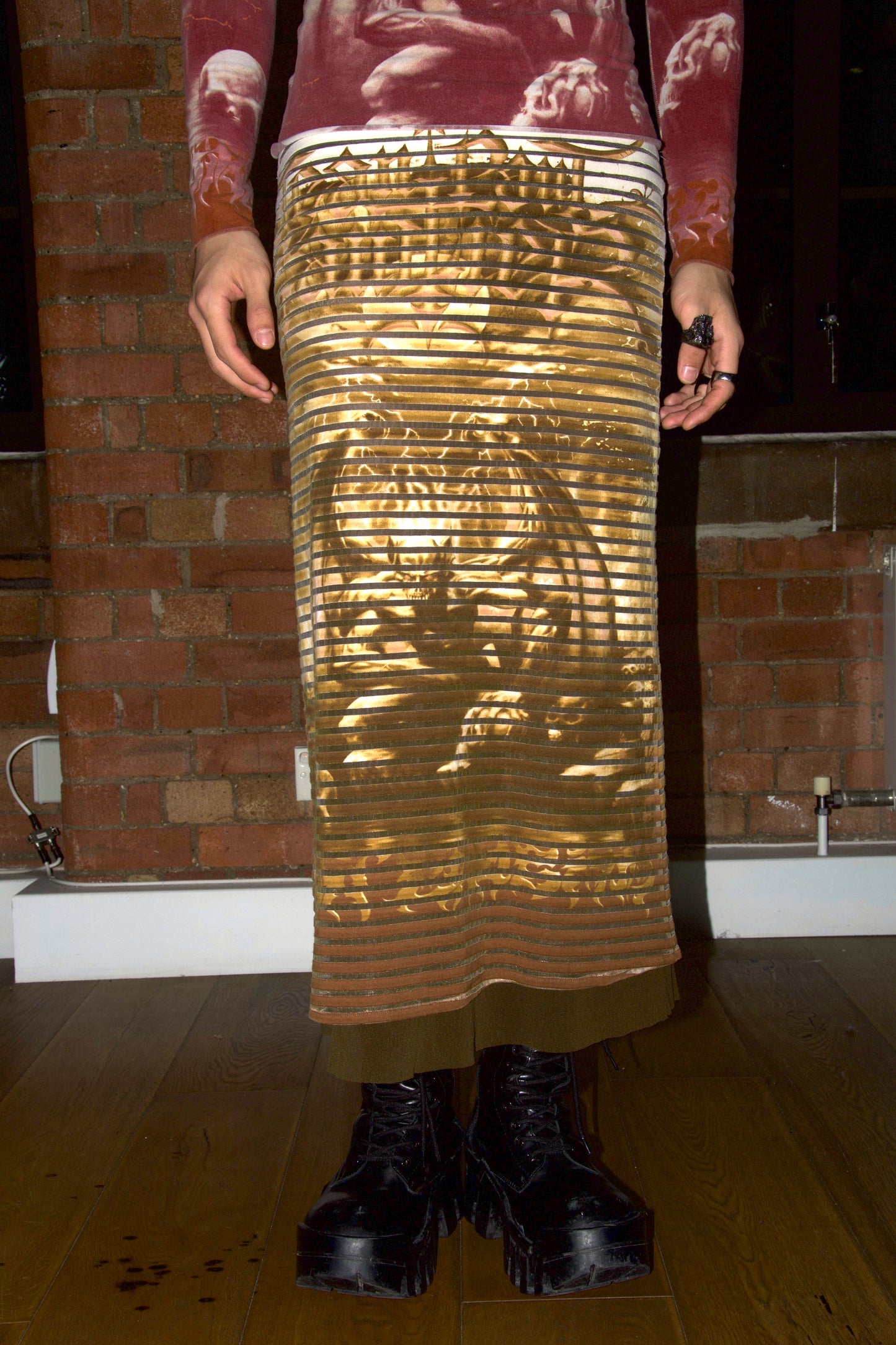 Jean Paul Gaultier Satan Spring Summer 2001 Y2K Brown Maxi Skirt