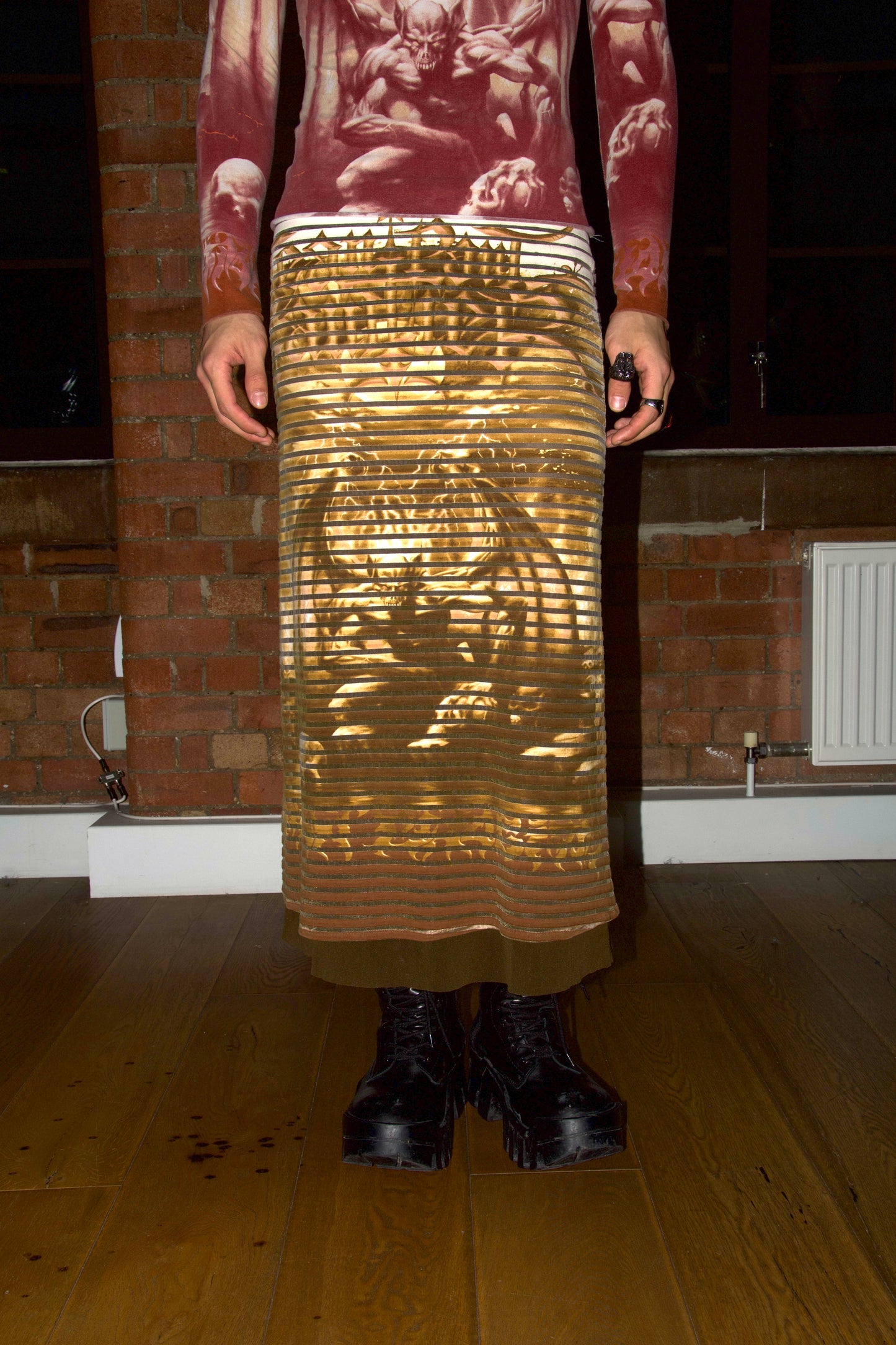 Jean Paul Gaultier Satan Spring Summer 2001 Y2K Brown Maxi Skirt