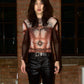 Jean Paul Gaultier Y2K Iconic Dragon Tattoo 'Safe Sex Forever' Mesh Top T-shirt