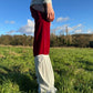 PE99Y YAN9 Luxury Burgundy Velvet + Pearl Silver Jersey Mixed Fabric Asymetrical Trousers