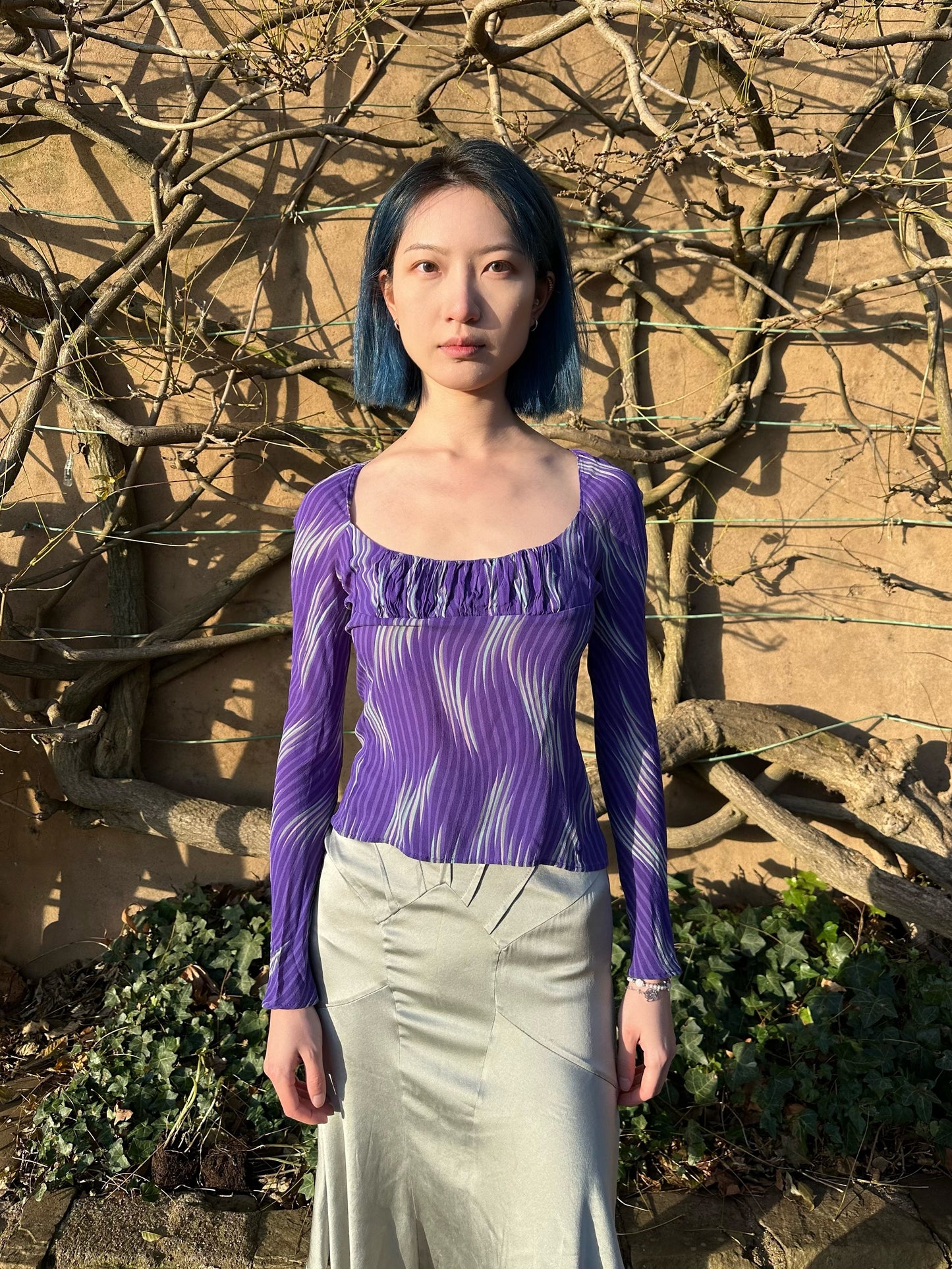 Gianni Versace Y2K Iconic Purple Silk Top