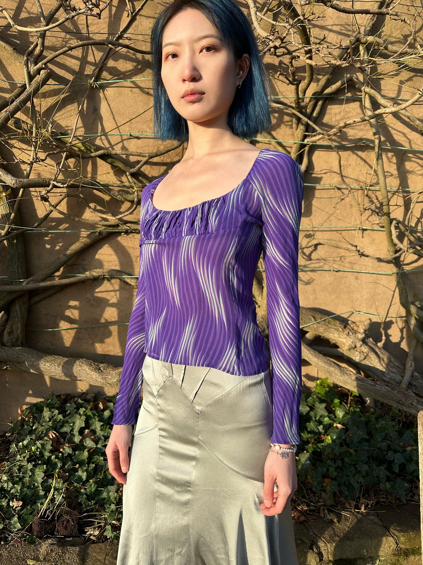 Gianni Versace Y2K Iconic Purple Silk Top