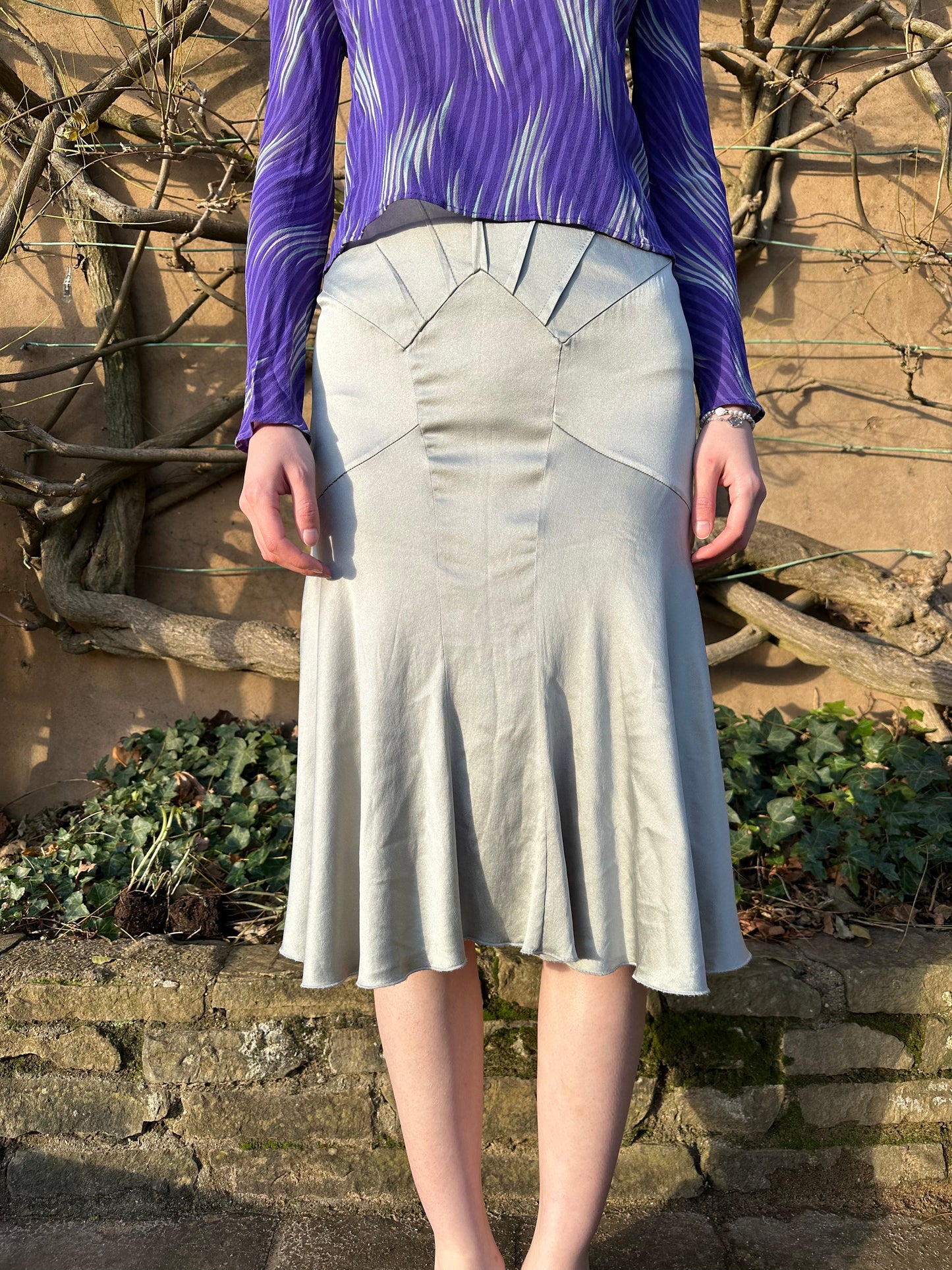 Dolce & Gabanna Silver Silk Skirt