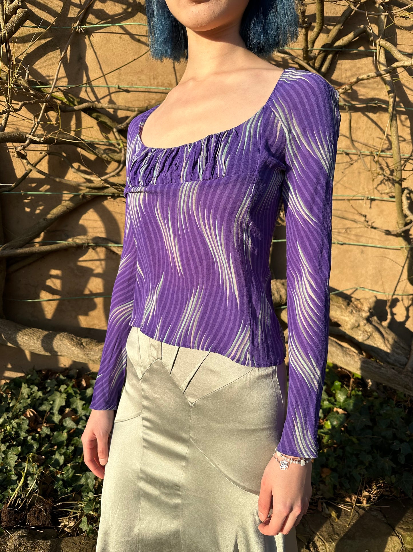 Gianni Versace Y2K Iconic Purple Silk Top