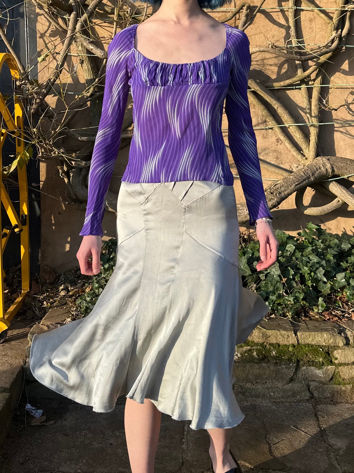 Dolce & Gabanna Silver Silk Skirt