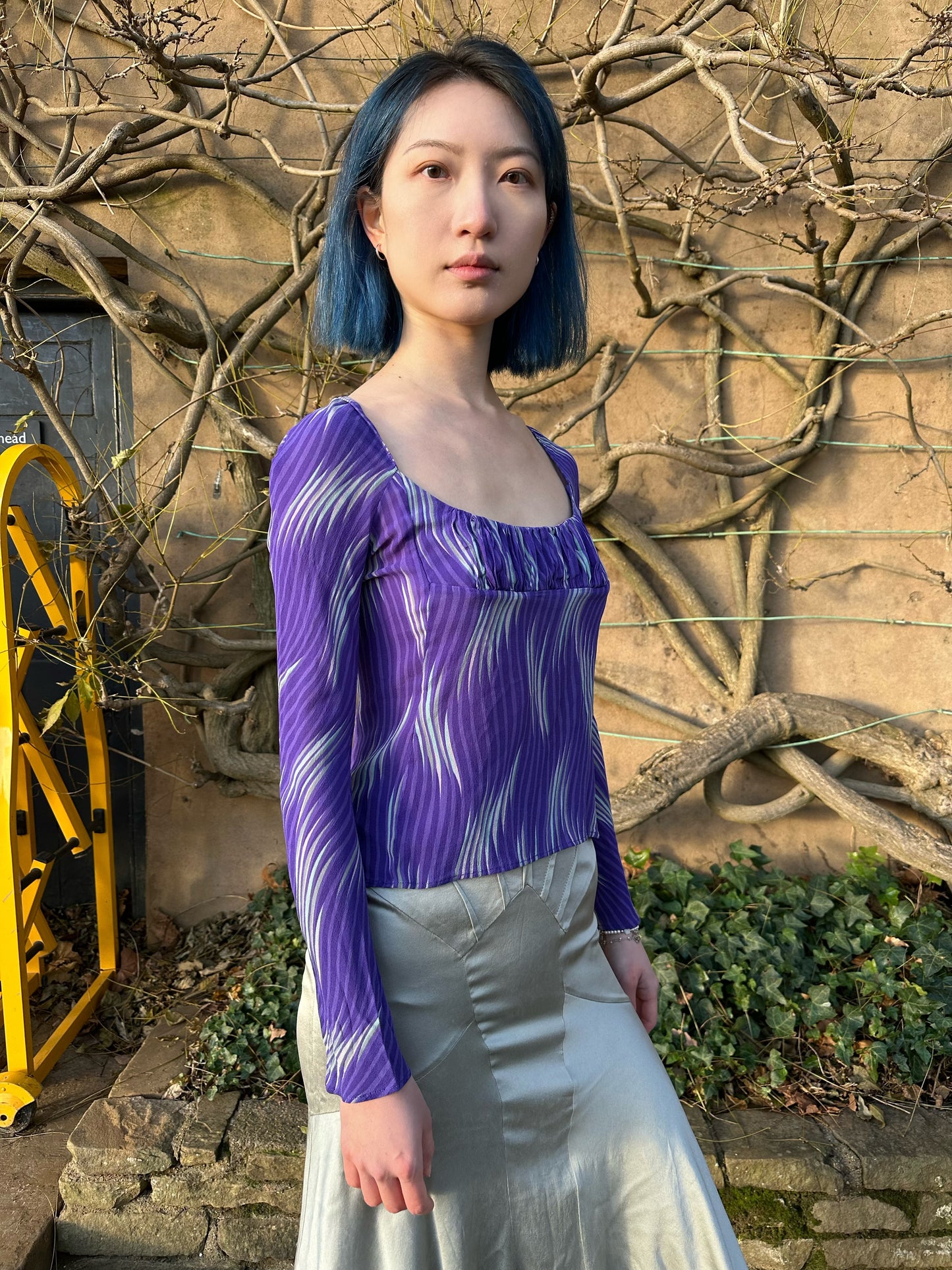 Gianni Versace Y2K Iconic Purple Silk Top