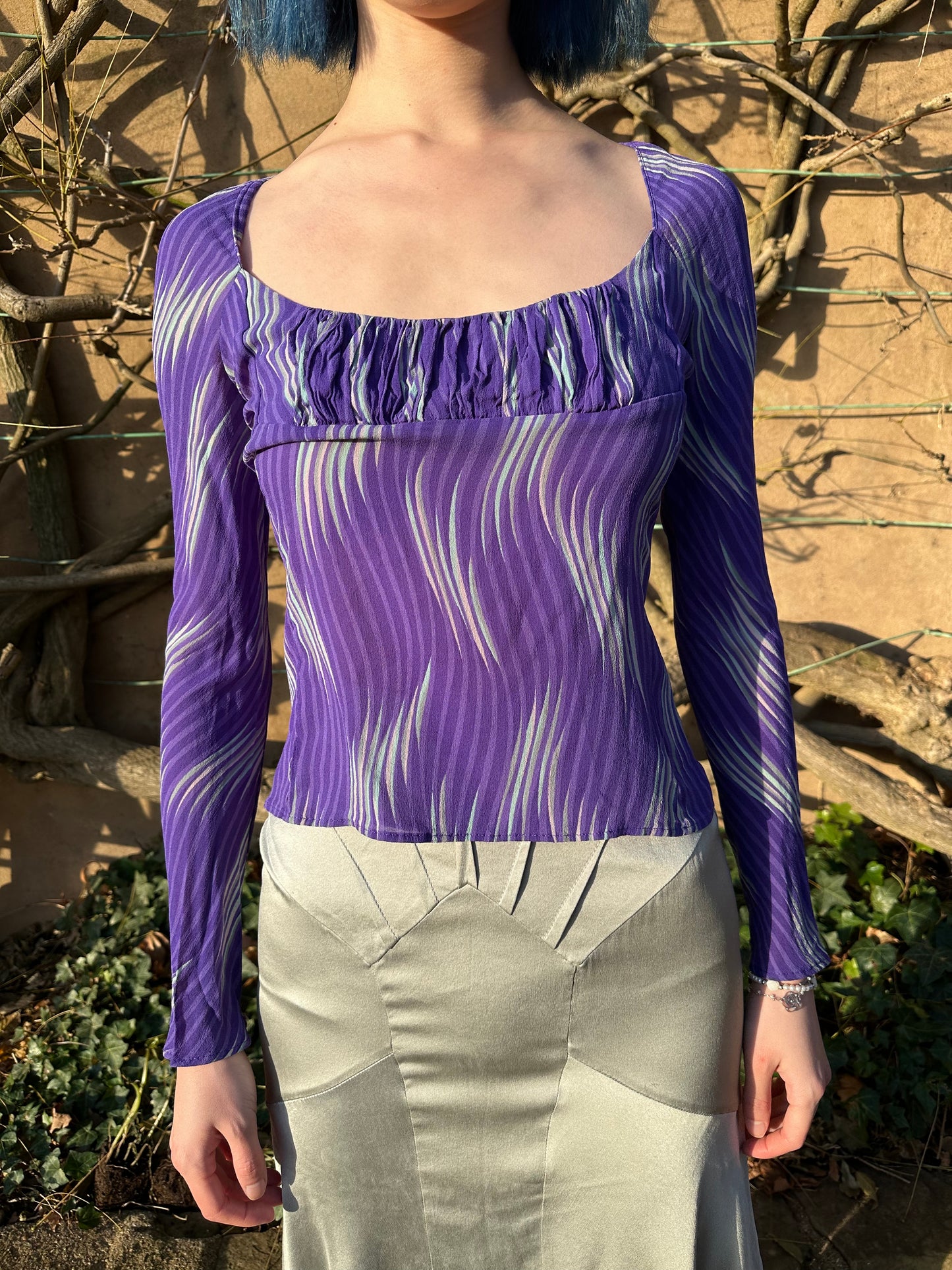 Gianni Versace Y2K Iconic Purple Silk Top