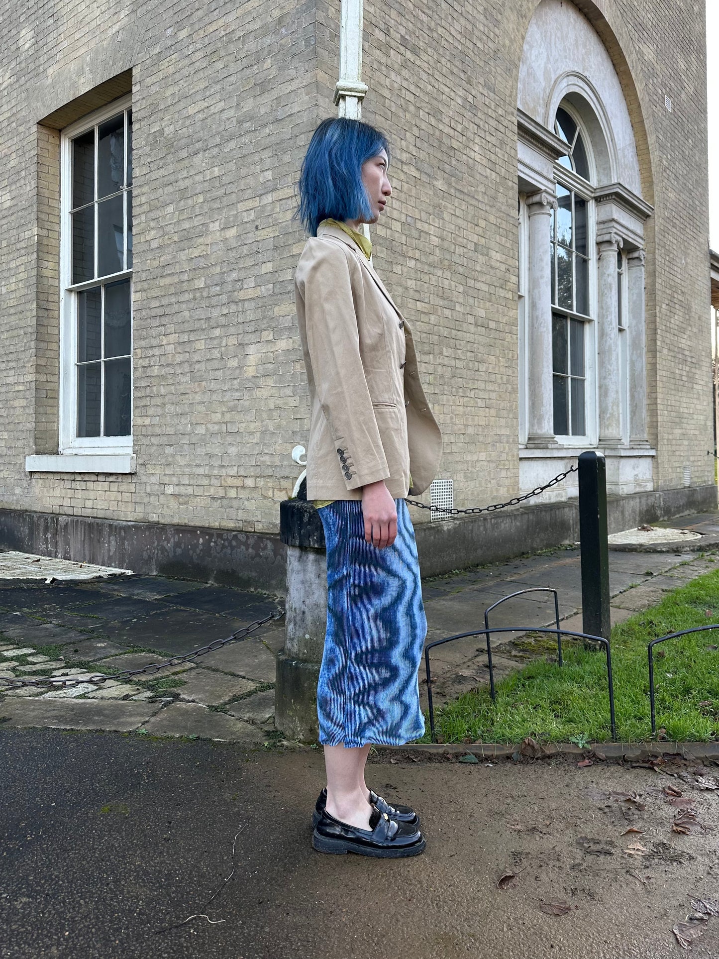 Issey Miyake Y2K Psychedelic Blue Velvet Dress