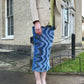 Issey Miyake Y2K Psychedelic Blue Velvet Dress