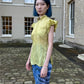 Jean Paul Gaultier Green Ruffles Short Sleeve Blouse