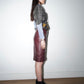 Christian Dior by John Galliano Y2K  Runway Deep Purple Ostrich Print Lambskin Leather Pencil Skirt