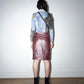 Christian Dior by John Galliano Y2K  Runway Deep Purple Ostrich Print Lambskin Leather Pencil Skirt