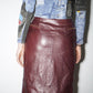 Christian Dior by John Galliano Y2K  Runway Deep Purple Ostrich Print Lambskin Leather Pencil Skirt