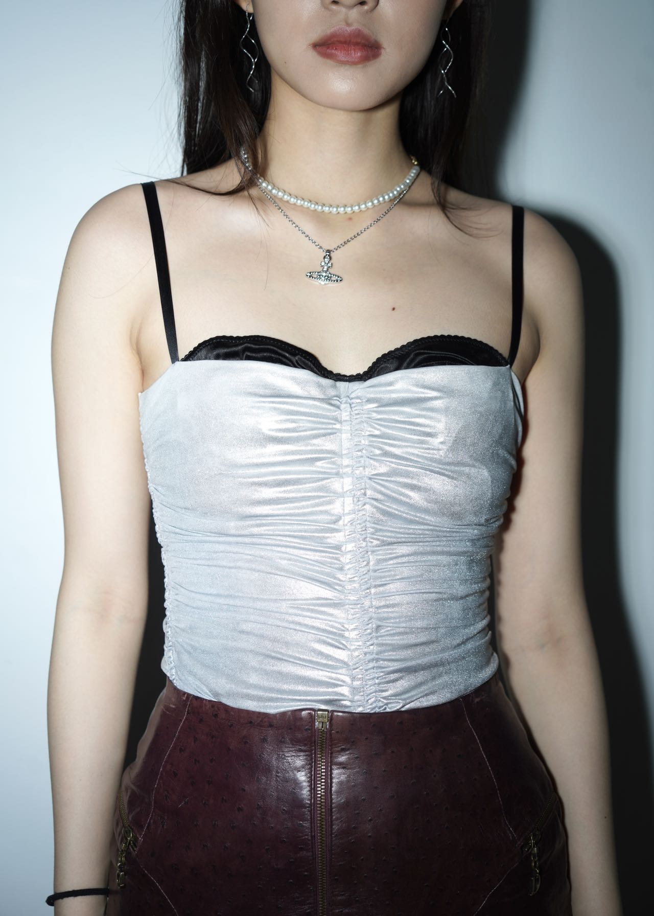 Dolce & Gabanna Y2K Runway Silver Jersey Corset