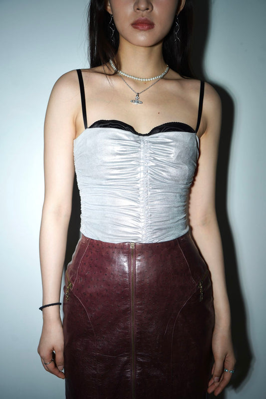 Dolce & Gabanna Y2K Runway Silver Jersey Corset