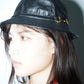 Gucci Black Leather Gold Buckle Hat