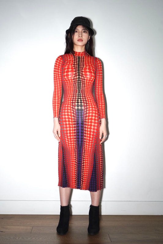 Jean Paul Gaultier Iconic 1995 Fall Runway Cyber Dots Maxi Dress