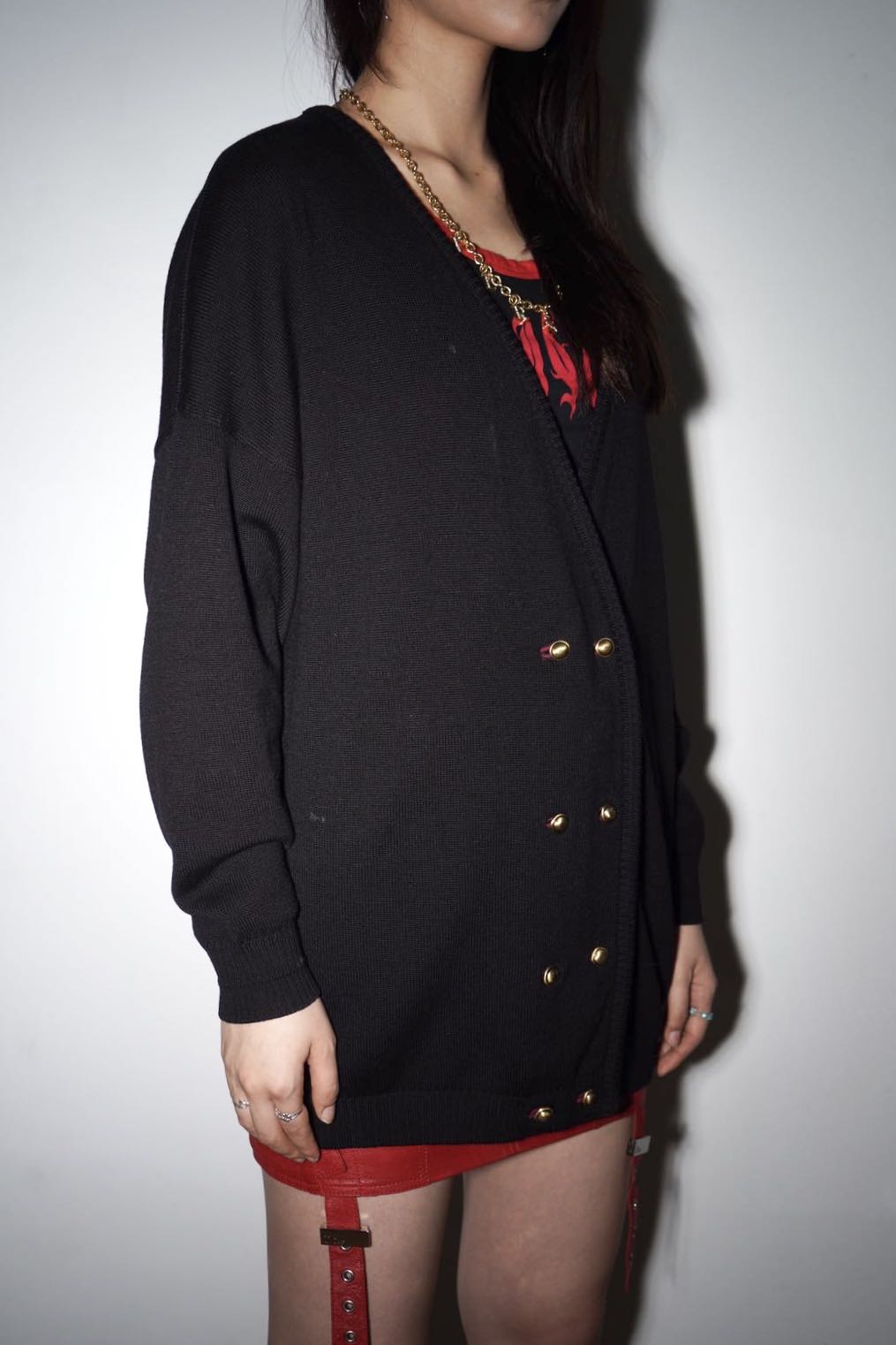 Gianni Versace 90s Vintage Classic Black Wool Cardigan