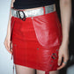 Christian Dior by John Galliano Y2K Punk Red Leather Bandage Skirt